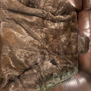 Rabbit fur and leather coat 7xl